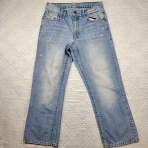 CARBON Straight Leg distressed blue jeans size 33X30